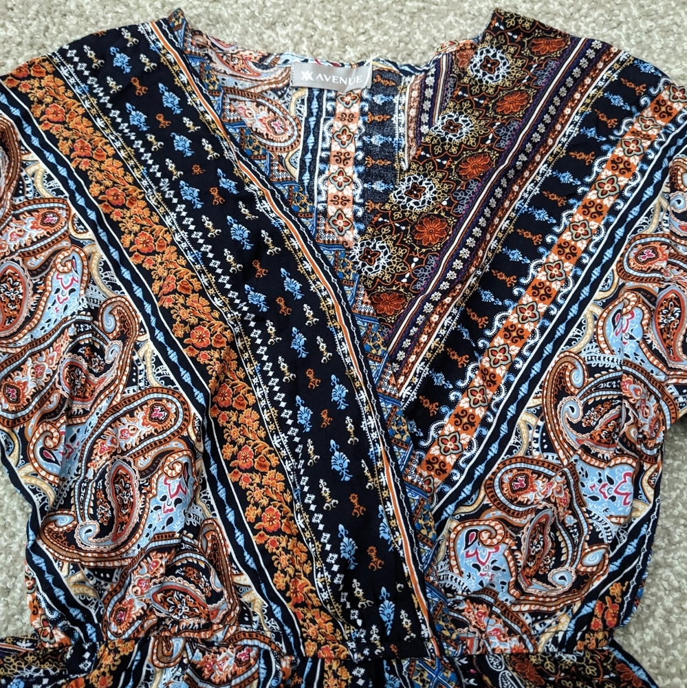 Boho tassel romper v neck short sleeve - Picture 2 of 13